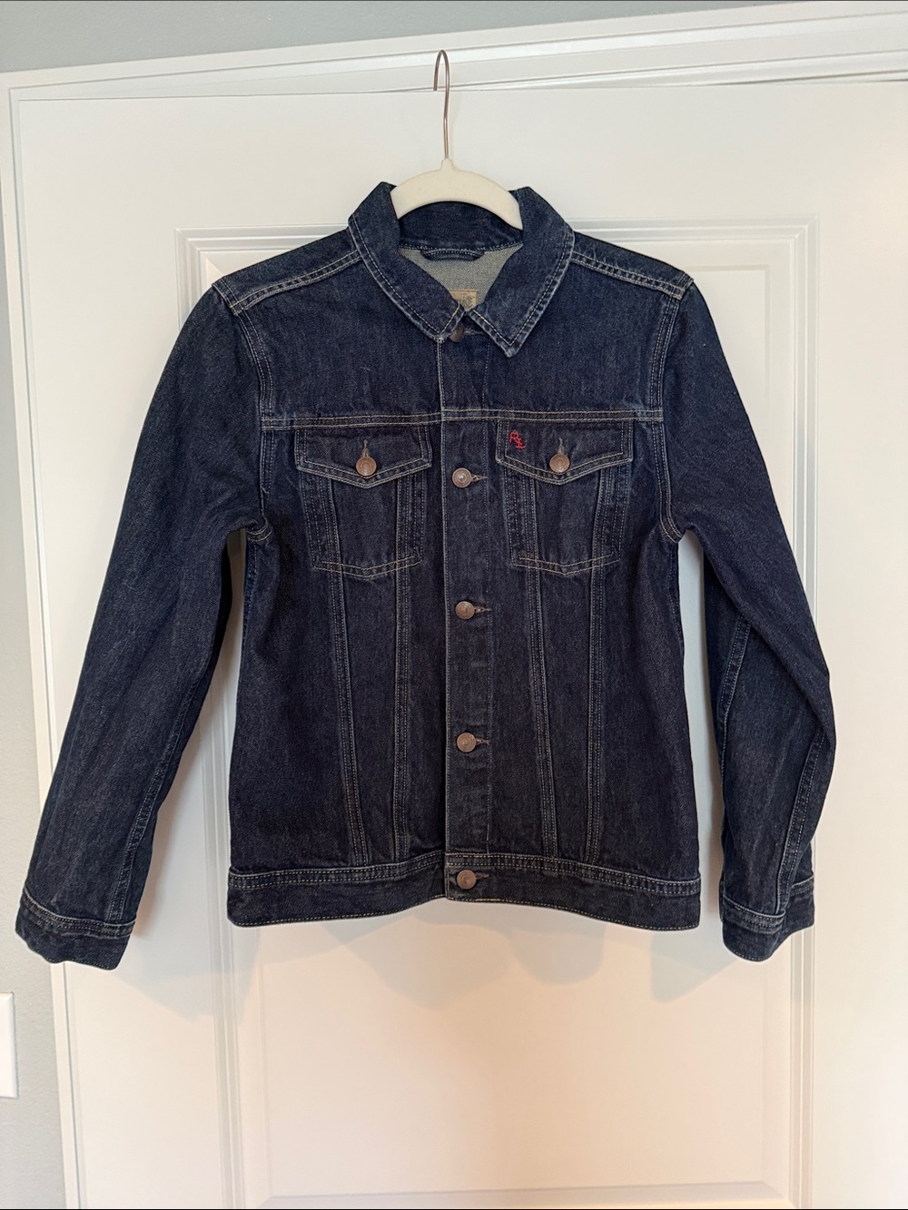 Big Boys Polo Ralph Lauren Double RL Dark Blue Denim Jean Jacket size 16